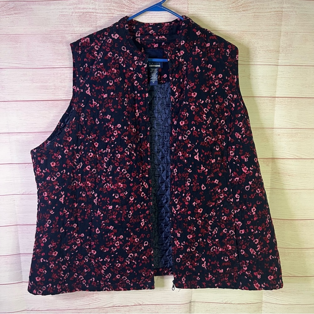 Basic Edition‎ Floral Corduroy Vest Size 2X